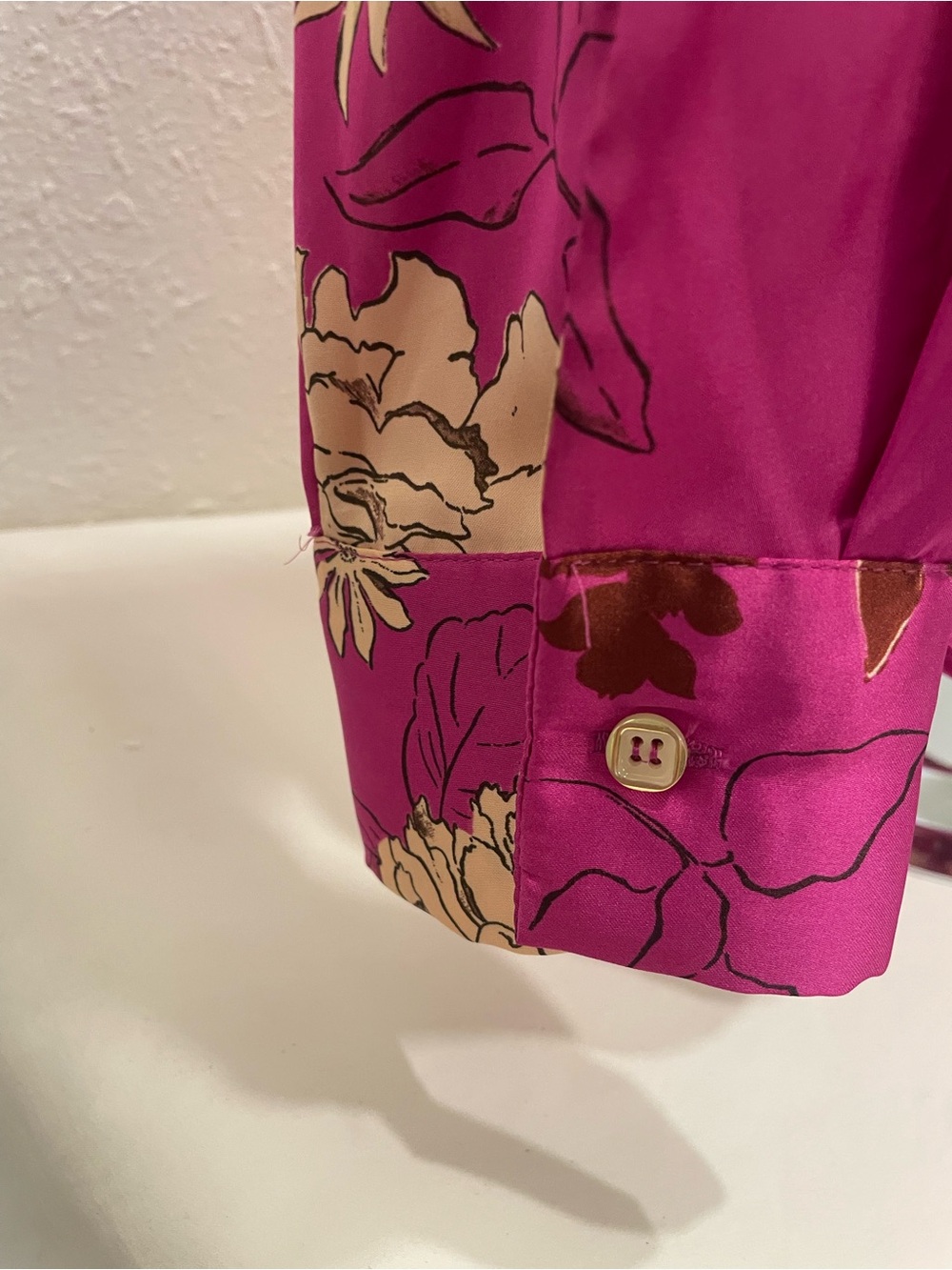 Zara Magenta Floral Tie-Neck Blouse - Picture 3 of 4